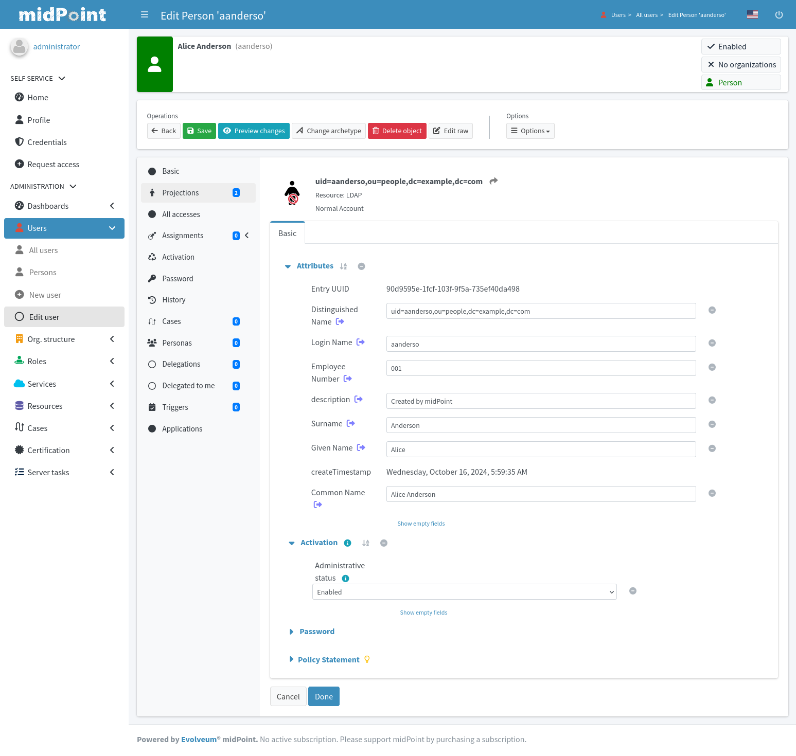 User LDAP projection