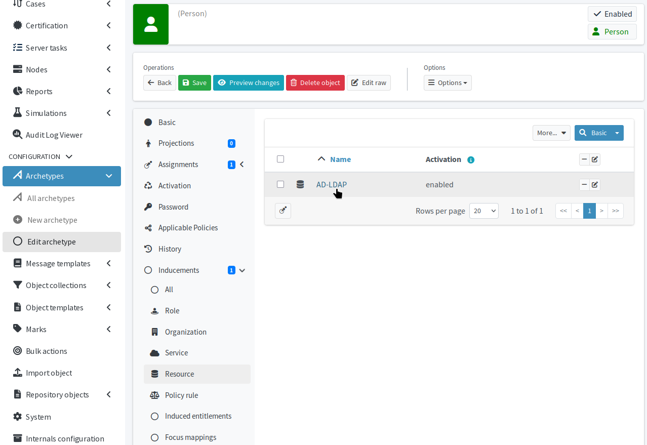 Active Directory account inducement in the Person archetype