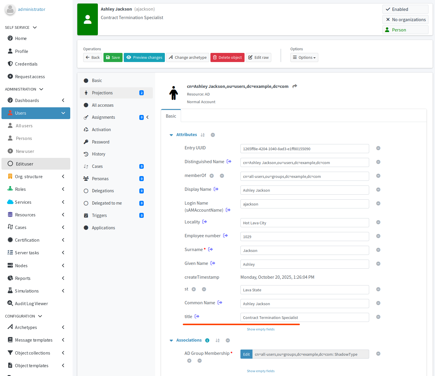 Improved job title format shown in AD projection in midPoint