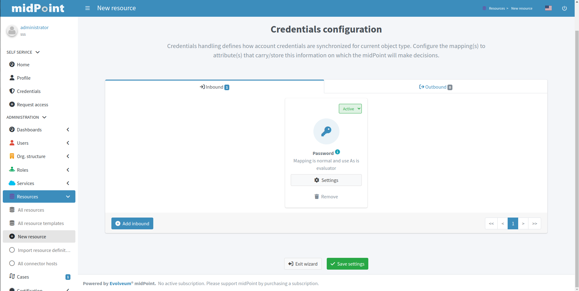 Configuration of credentials