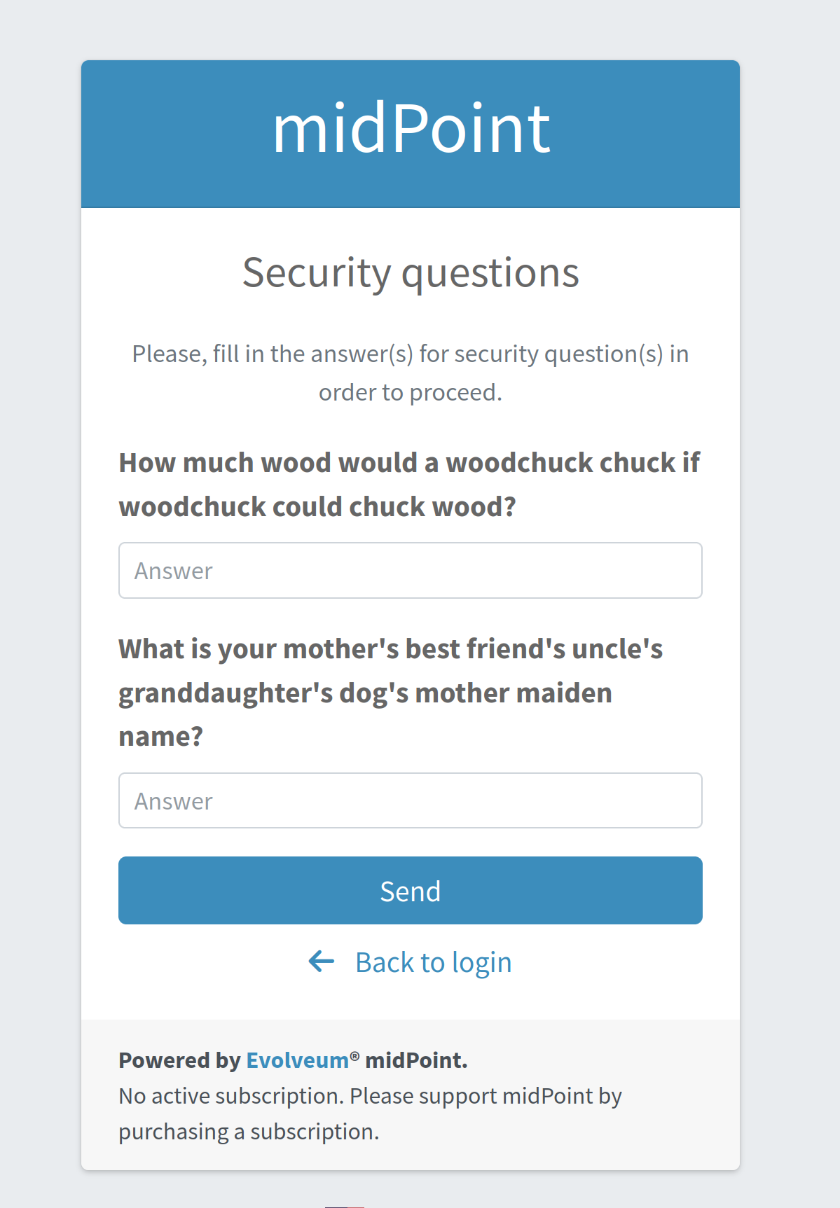 Security questions module