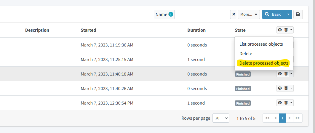 Deleting processed objects