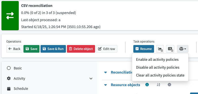 Activity policies in task details UI