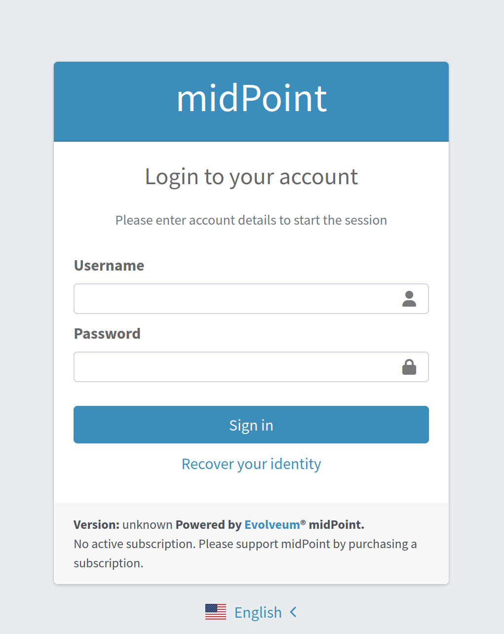 Login page with _Recover your identity_ link