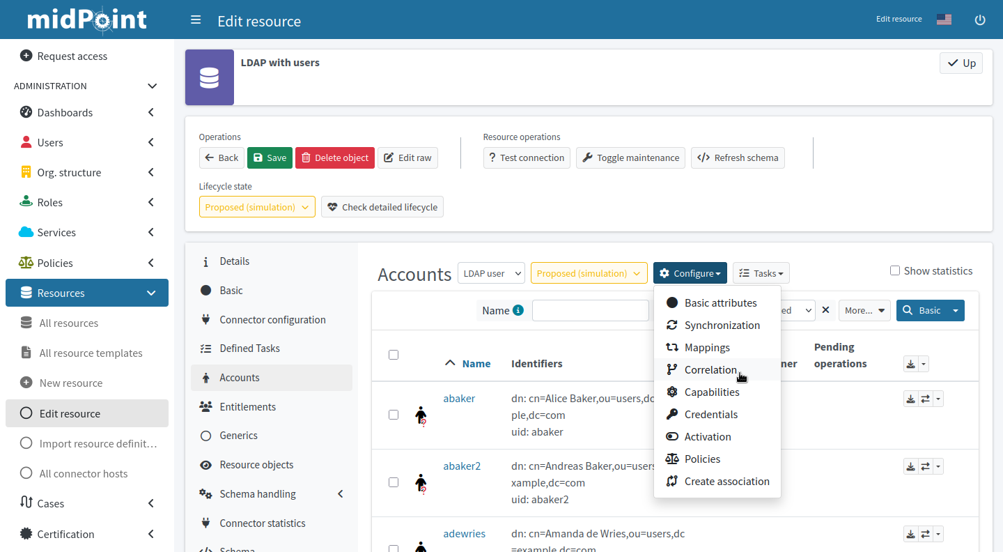 correlation rules setup accounts configure menu