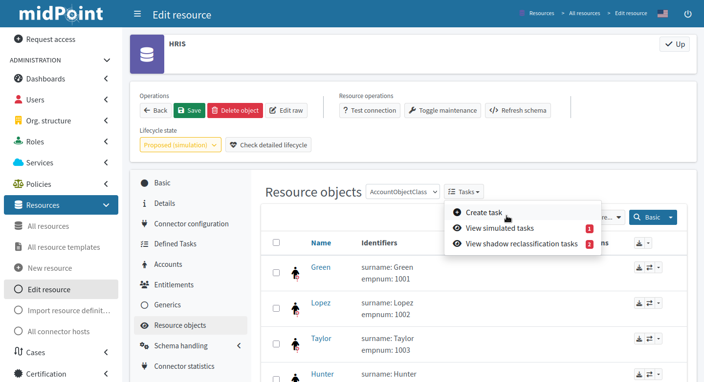 gui shadow reclassify task resource objects overview