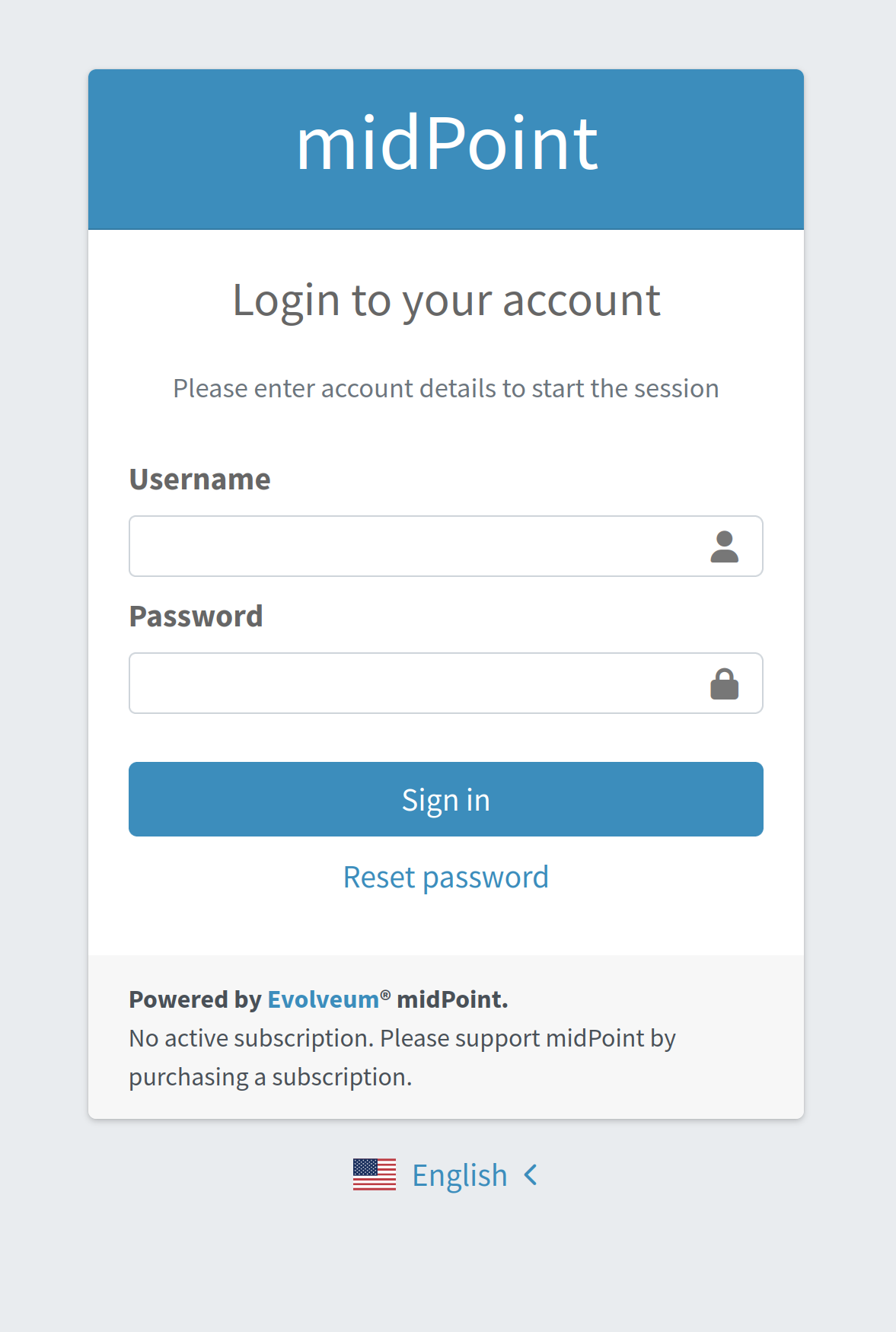 Login page with _Reset password_ link