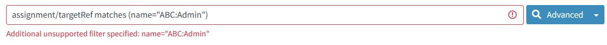Error additional unsupported filter specified