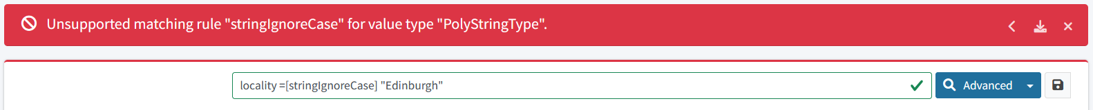 Error unsupported matching rule