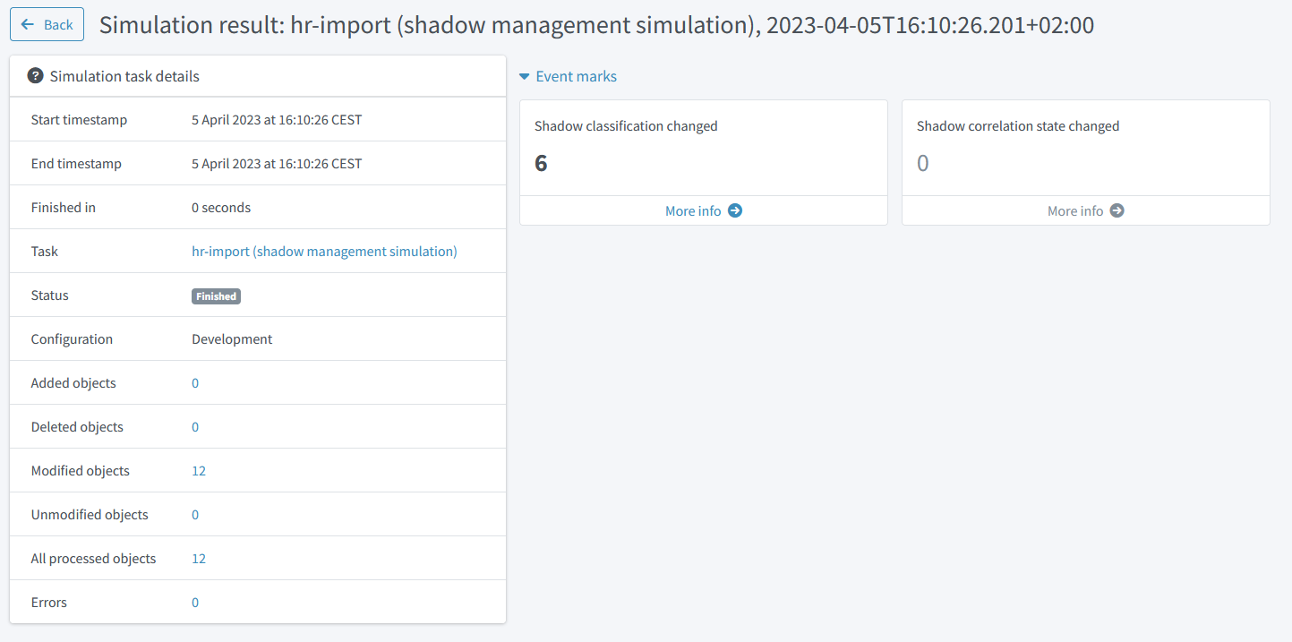 Simulation result capturing the shadows reclassification