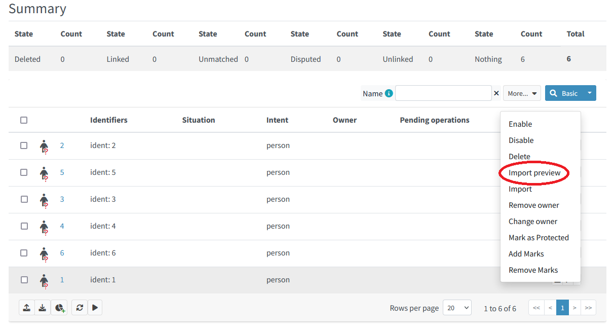 Simulated import of a single account