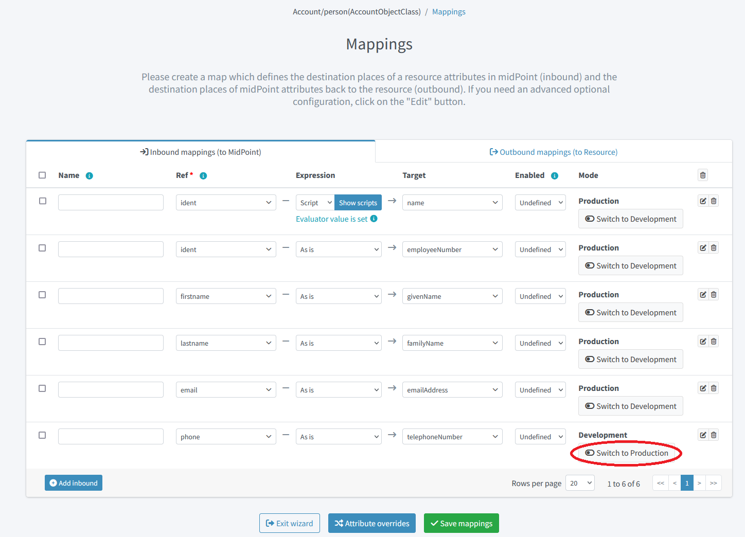 Switching the mapping into production